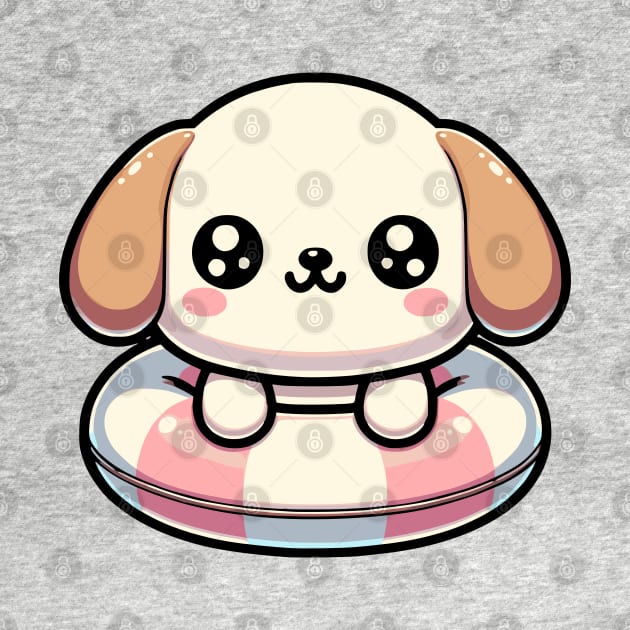 Kawaii Puppy on a Pool Floater by Mey Designs